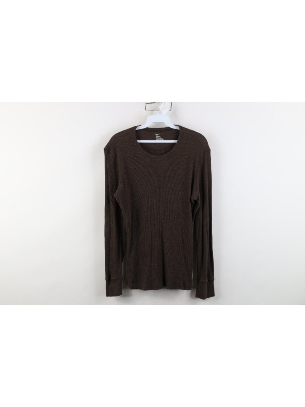 Vintage Y2K Gap Womens Size Large Faded Blank Thermal Waffle Knit T-Shirt Brown